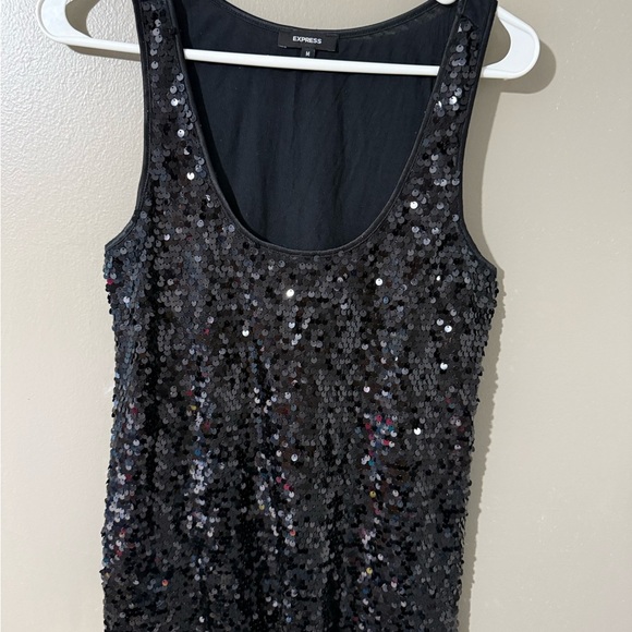 Express Black Sequin Tank Top - Picture 6 of 6